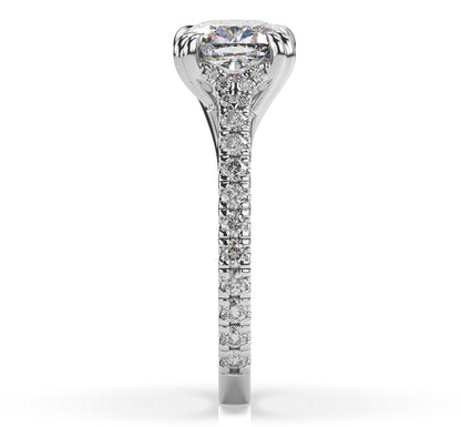 Cushion Claw Set With Hidden Halo Style Engagement Ring