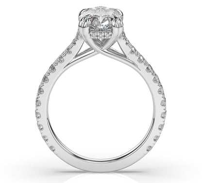 Oval White Gold Pave Moissanite Engagement Ring