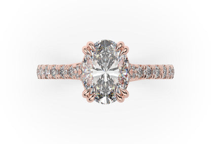 Oval Rose Gold Pave Moissanite Engagement Ring