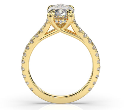 Oval Yellow Gold Pave Moissanite Engagement Ring