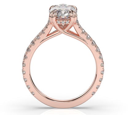 Oval Rose Gold Pave Moissanite Engagement Ring