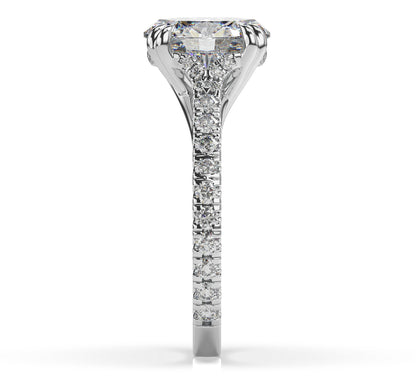 Oval White Gold Pave Moissanite Engagement Ring