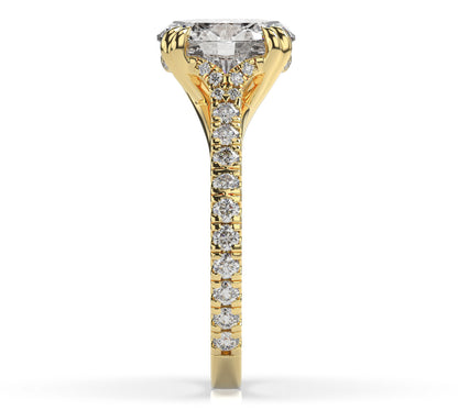 Oval Yellow Gold Pave Moissanite Engagement Ring