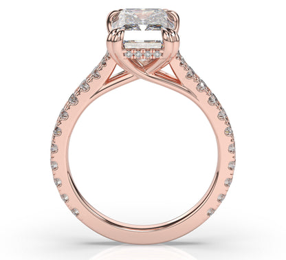 Radiant Claw Set With Hidden Halo Style Engagement Ring