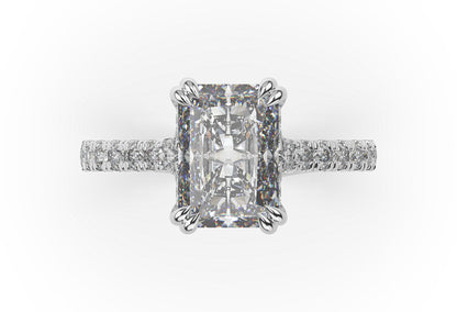 Radiant Claw Set With Hidden Halo Style Engagement Ring