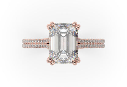 Emerald Claw Double Pave With Hidden Halo Style Engagement Ring