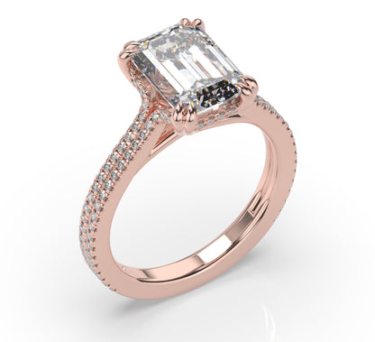 Emerald Claw Double Pave With Hidden Halo Style Engagement Ring