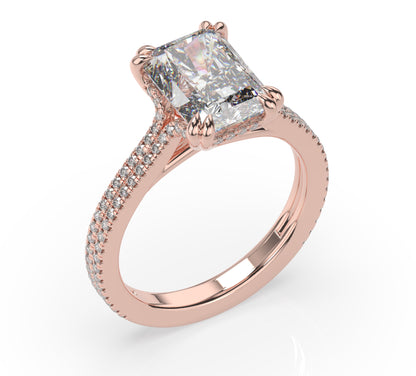 Radiant Claw Double Pave With Hidden Halo Style Engagement Ring