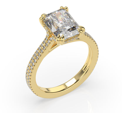 Radiant Claw Double Pave With Hidden Halo Style Engagement Ring