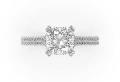 Cushion Claw Double Pave With Hidden Halo Style Engagement Ring