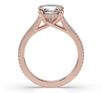 Cushion Claw Double Pave With Hidden Halo Style Engagement Ring