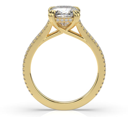 Cushion Claw Double Pave With Hidden Halo Style Engagement Ring