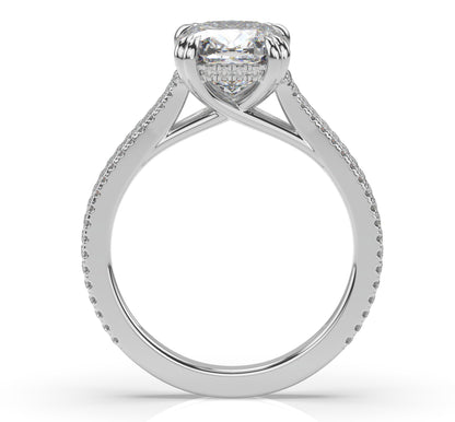 Cushion Claw Double Pave With Hidden Halo Style Engagement Ring