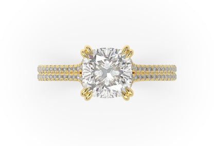Cushion Claw Double Pave With Hidden Halo Style Engagement Ring