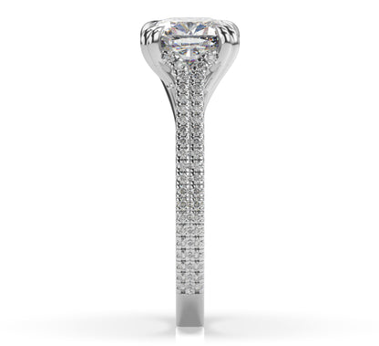Cushion Claw Double Pave With Hidden Halo Style Engagement Ring