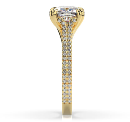 Cushion Claw Double Pave With Hidden Halo Style Engagement Ring