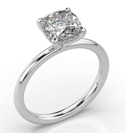 Cushion White Gold Solitaire Moissanite Engagement Ring 