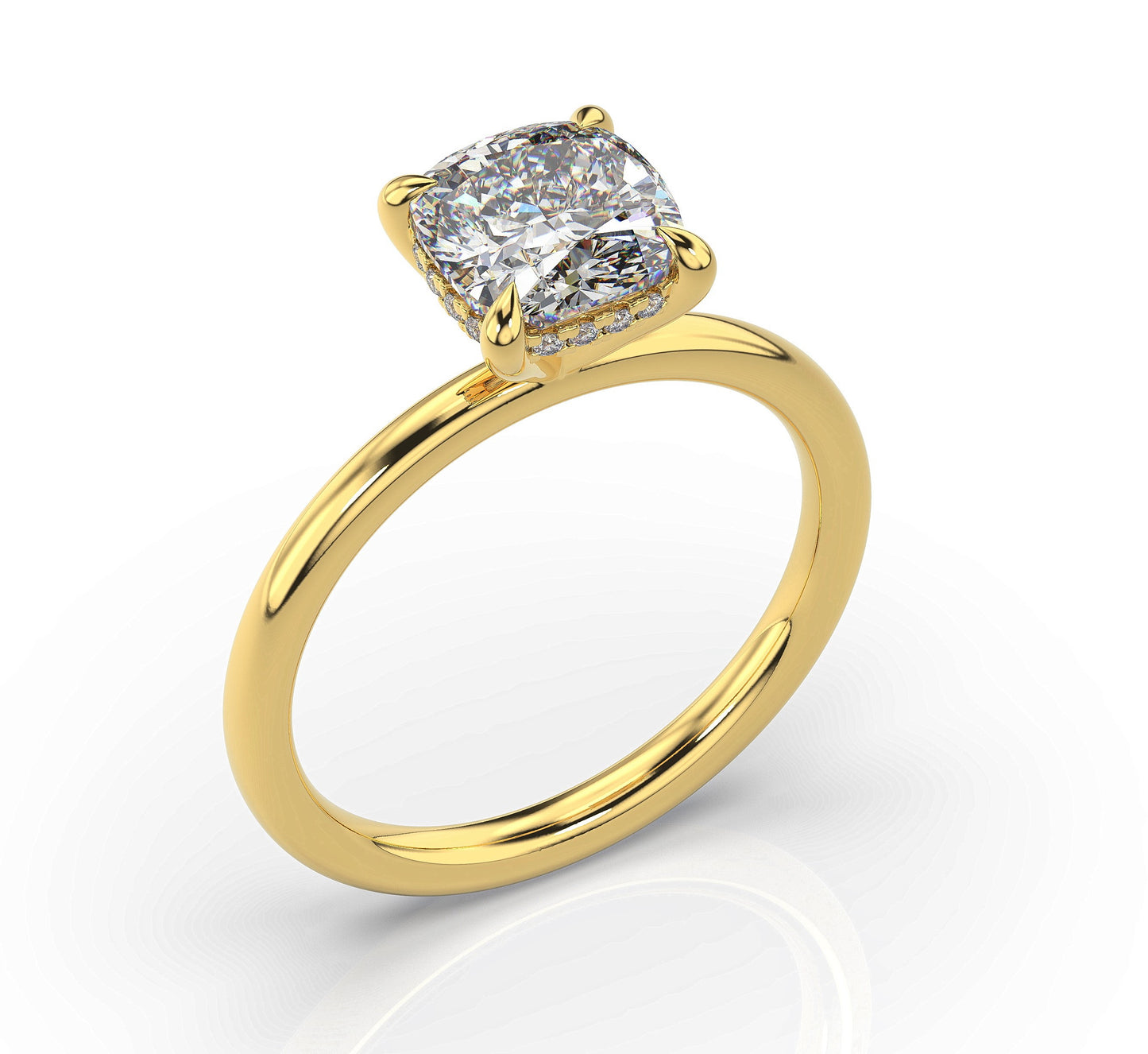 Cushion Hidden Halo Solitaire Engagement Ring