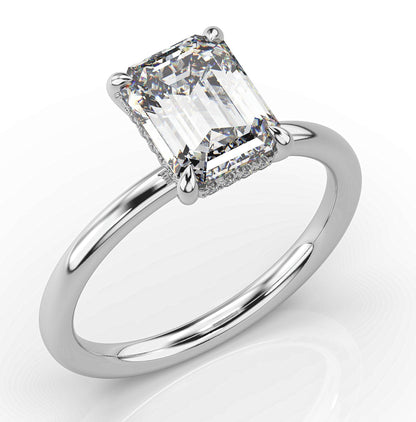 Emerald White Gold Solitaire Moissanite Engagement Ring 