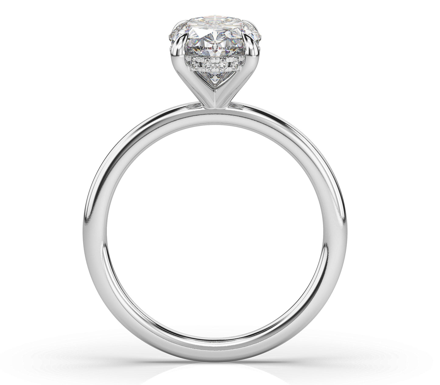 Oval Hidden Halo Solitaire Engagement Ring