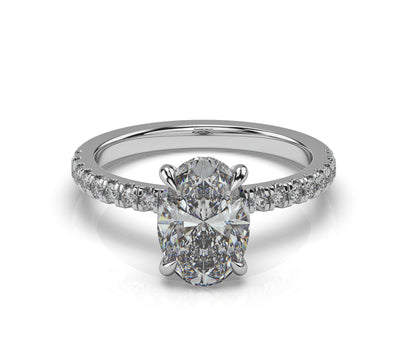 Oval Hidden Halo Engagement Ring