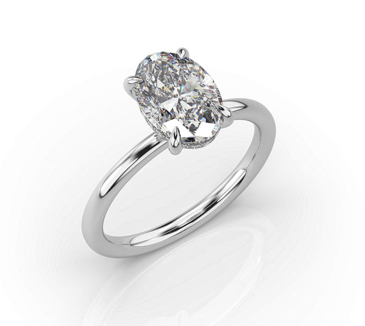 Oval Hidden Halo Solitaire Engagement Ring