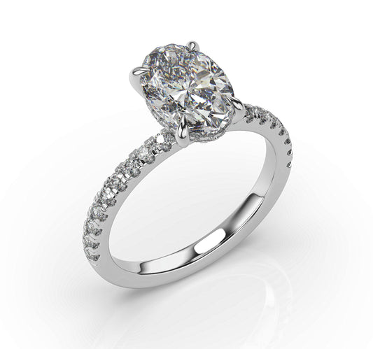 Oval Hidden Halo Engagement Ring