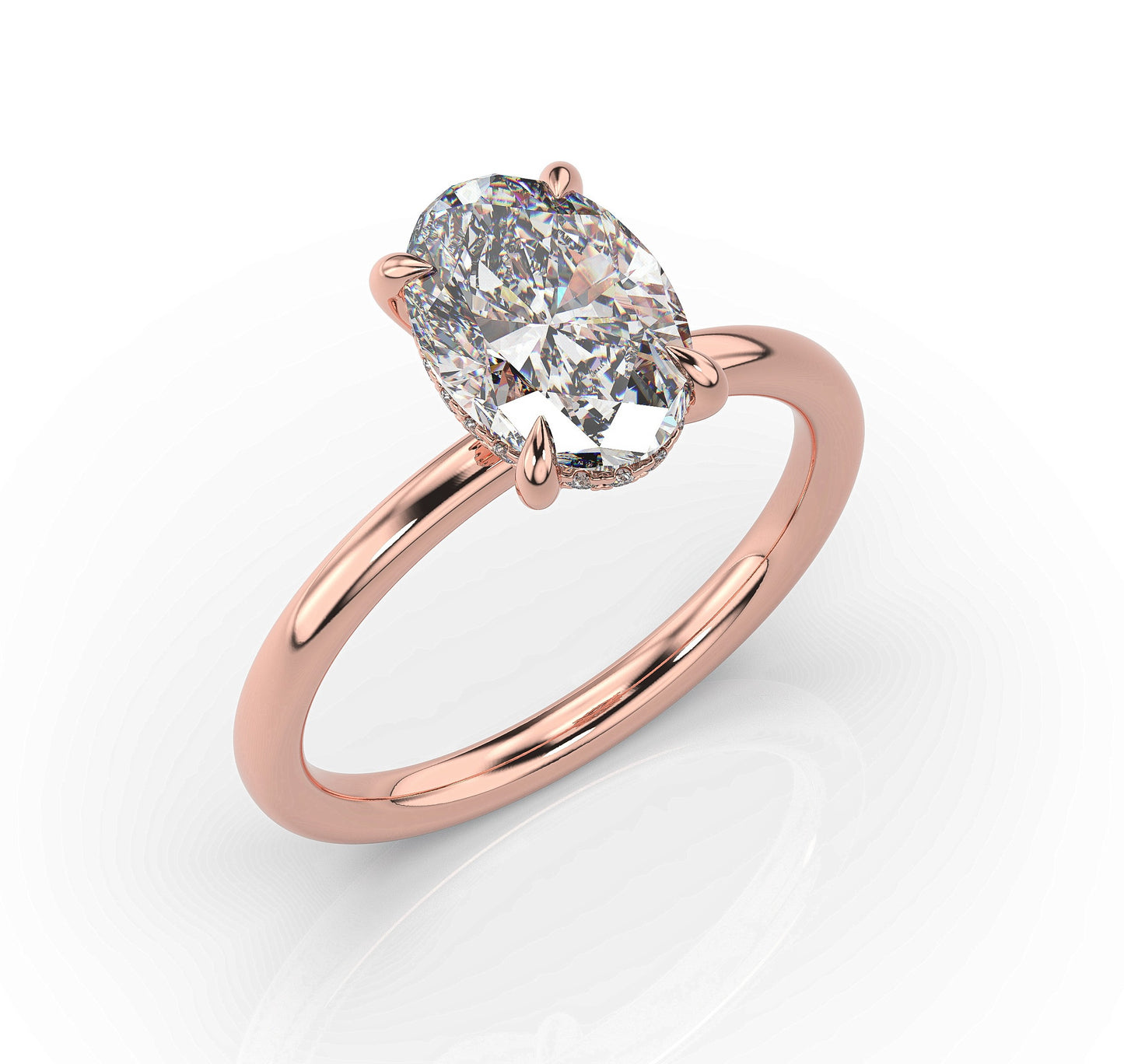 Oval Hidden Halo Solitaire Engagement Ring