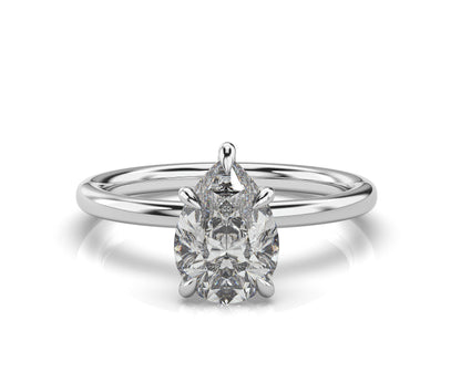 Pear Hidden Halo Solitaire Engagement Ring