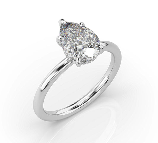 Pear Hidden Halo Solitaire Engagement Ring