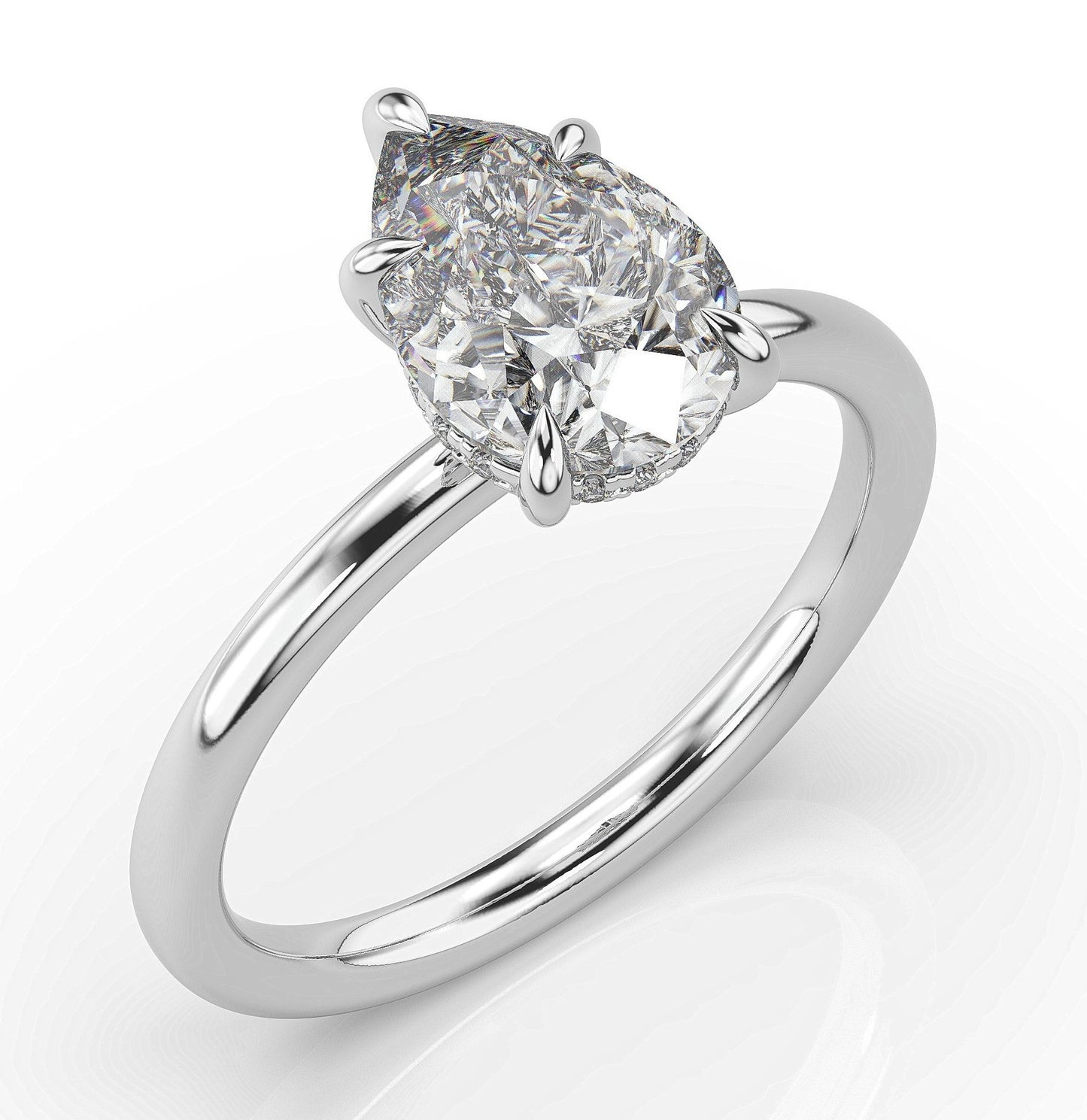 Pear White Gold Solitaire Moissanite Engagement Ring 