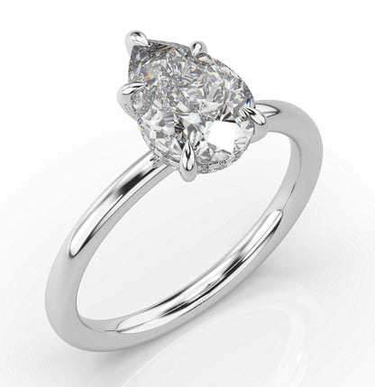 Pear White Gold Solitaire Moissanite Engagement Ring 