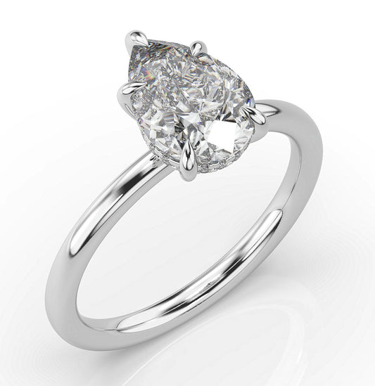 Pear White Gold Solitaire Moissanite Engagement Ring 