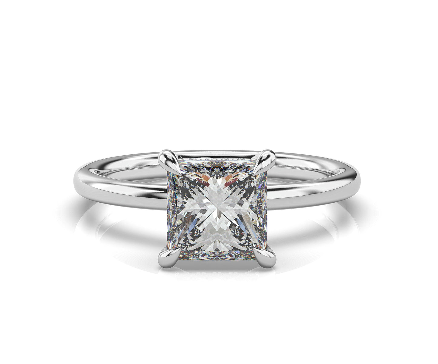 Princess Hidden Halo Solitaire Engagement Ring