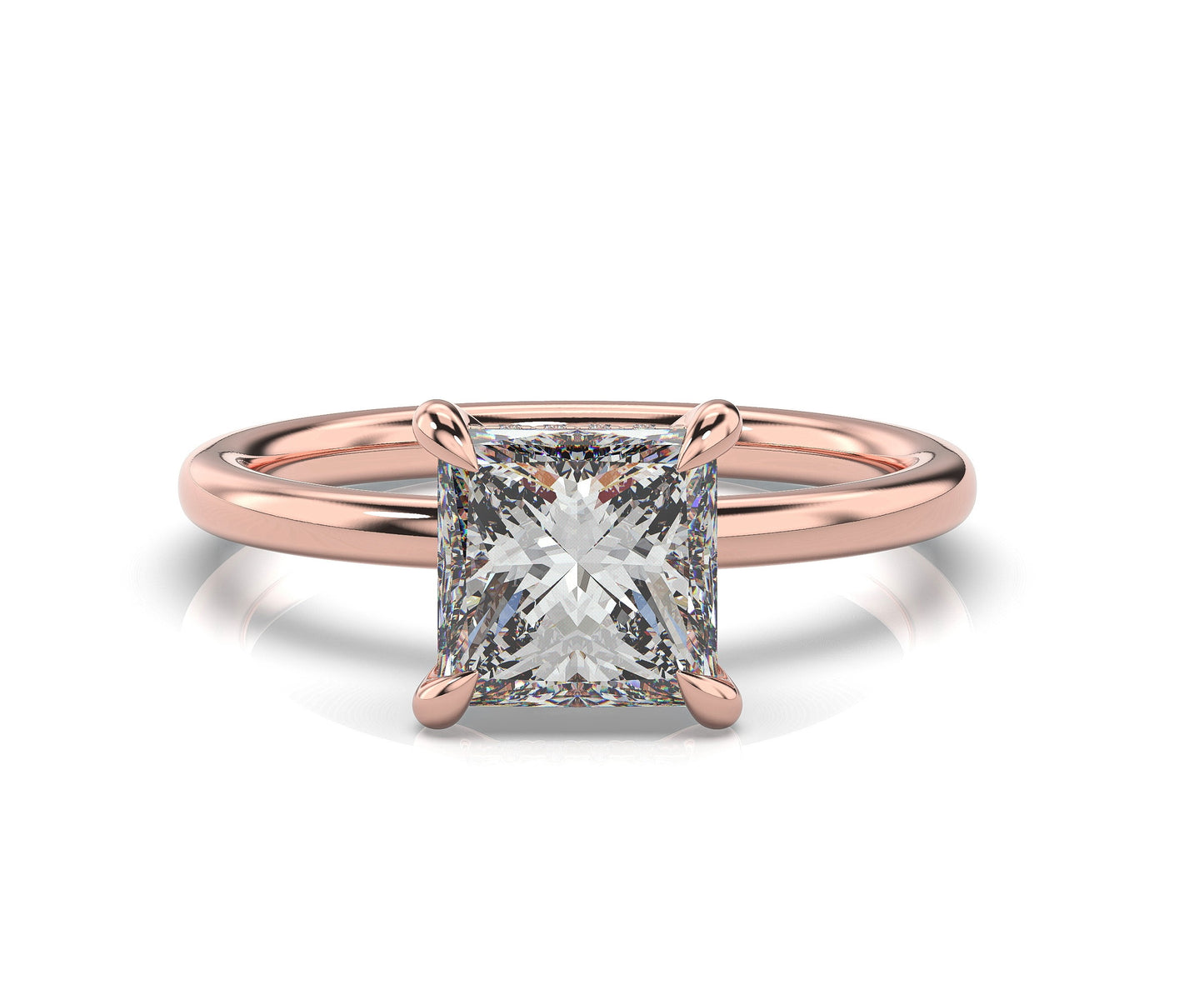 Princess Hidden Halo Solitaire Engagement Ring