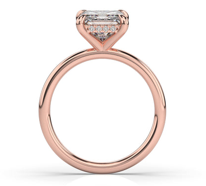 Princess Hidden Halo Solitaire Engagement Ring