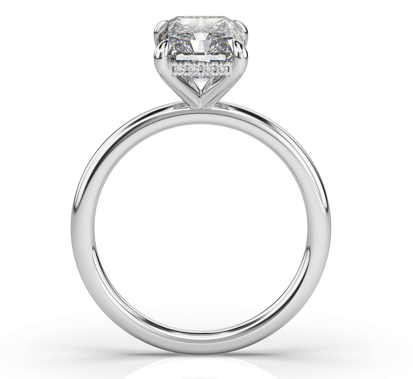 Radiant Hidden Halo Solitaire Engagement Ring