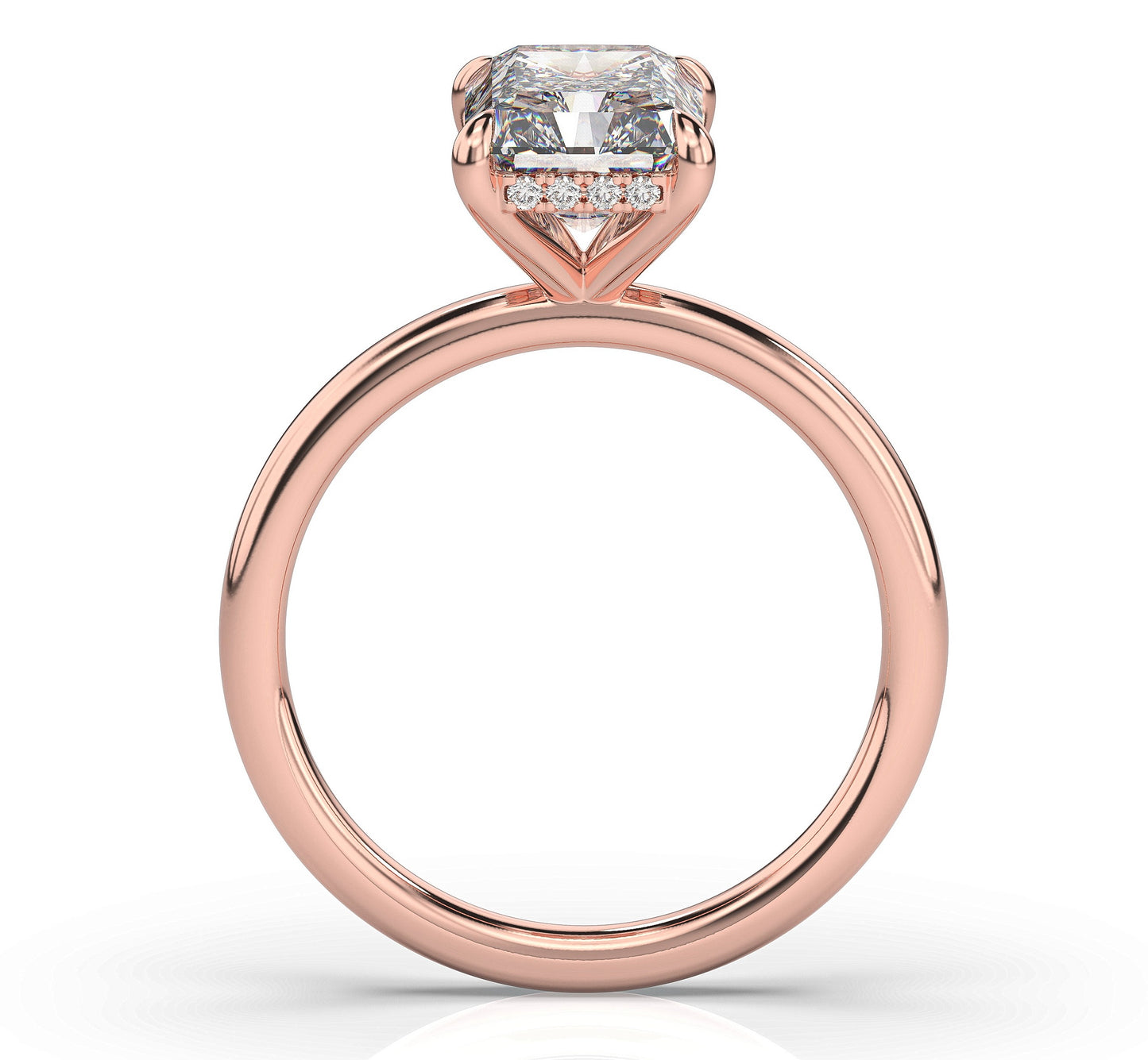 Radiant Hidden Halo Solitaire Engagement Ring