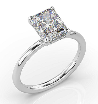 Radiant White Gold Solitaire Moissanite Engagement Ring 