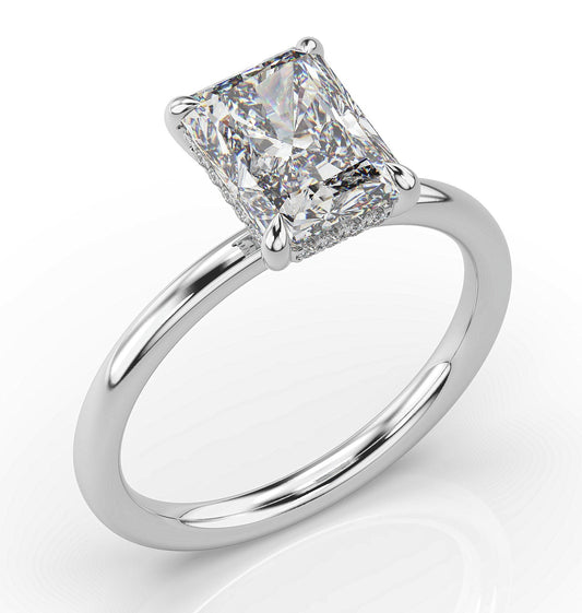 Radiant White Gold Solitaire Moissanite Engagement Ring 