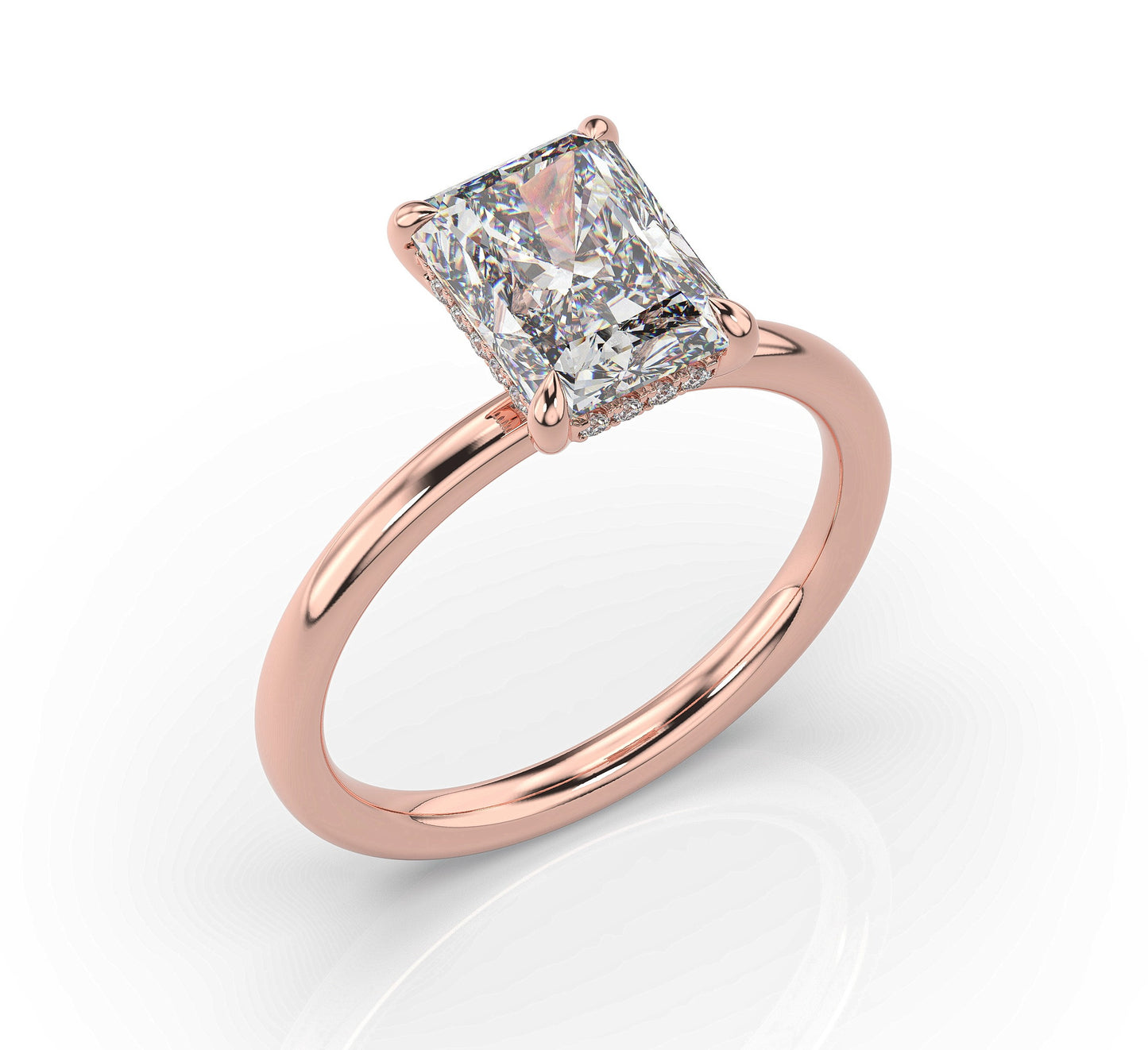 Radiant Hidden Halo Solitaire Engagement Ring