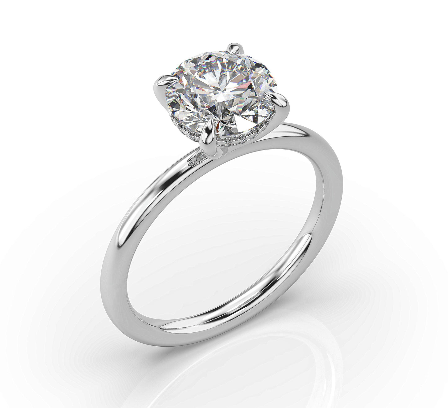 Round Brilliant Hidden Halo Solitaire Engagement Ring