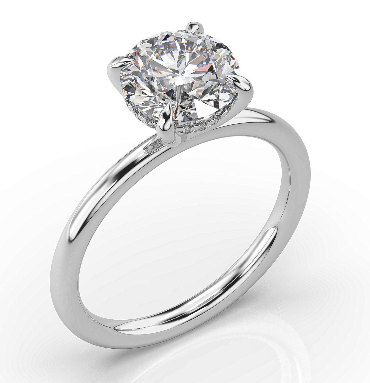 Round Brilliant White Gold Solitaire Moissanite Engagement Ring 