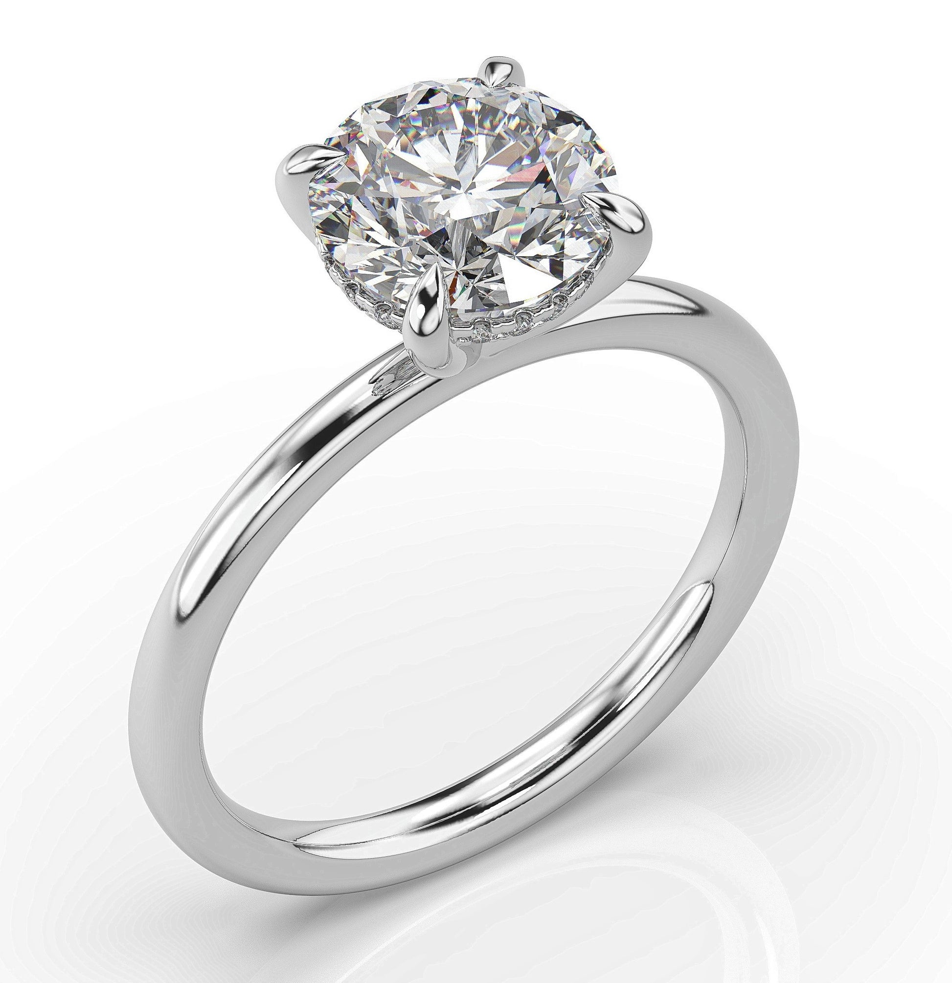 Round Brilliant White Gold Solitaire Moissanite Engagement Ring 