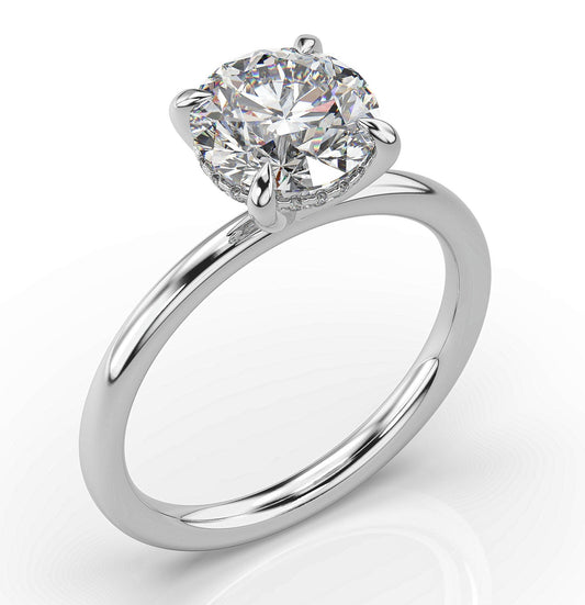 Round Brilliant White Gold Solitaire Moissanite Engagement Ring 