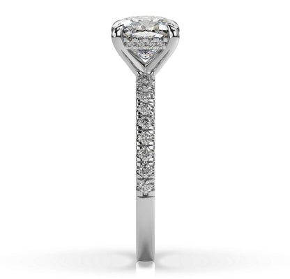 Cushion Hidden Halo Engagement Ring