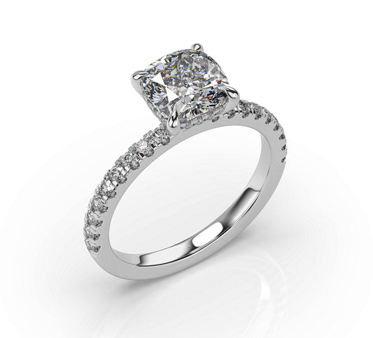 Cushion Hidden Halo Engagement Ring