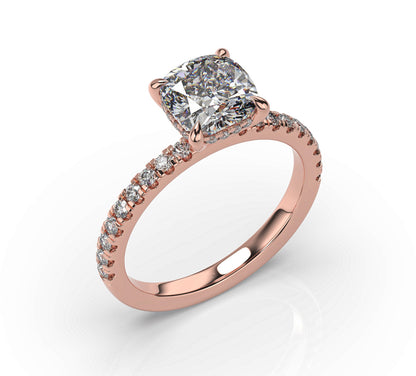 Cushion Hidden Halo Engagement Ring