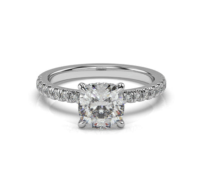 Cushion Hidden Halo Engagement Ring