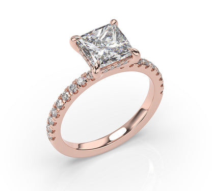 Princess Hidden Halo Engagement Ring